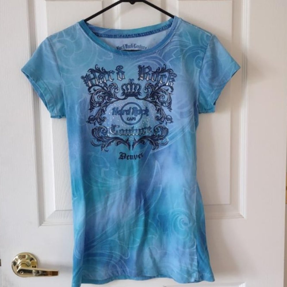 Ladies Hard Rock Couture Denver Blue Shirt Medium